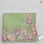Delicate Floral Embroidered Chiffon Saree