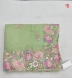 Delicate Floral Embroidered Chiffon Saree
