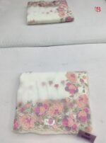Delicate Floral Embroidered Chiffon Saree - Image 2