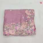 Delicate Floral Embroidered Chiffon Saree