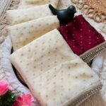 Elegant Booti Saree with Embellished Mirror Work Border