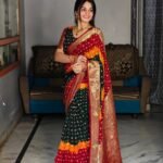 Traditional Bandhani Silk Saree with Zari Pallu